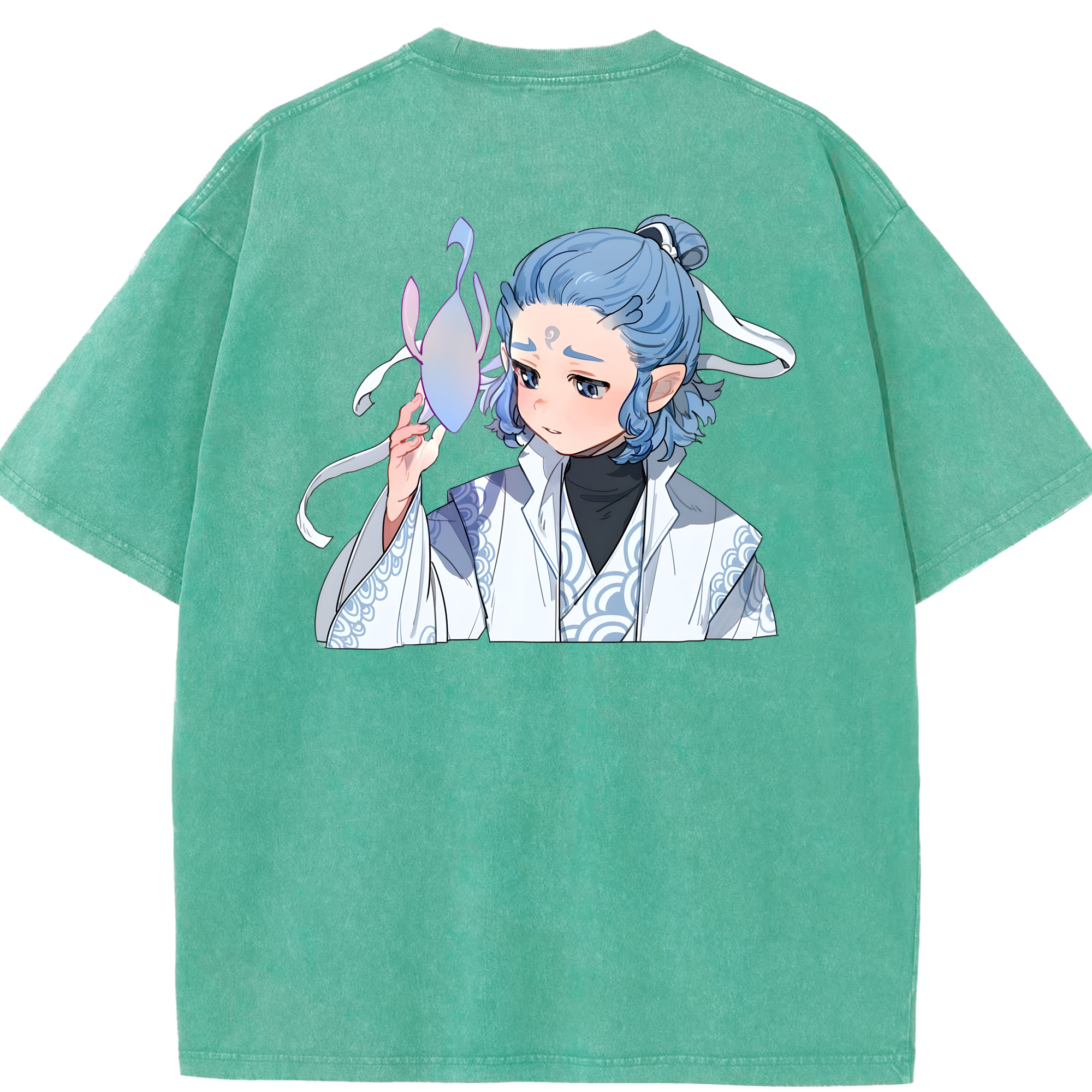 （画像用） Ne Zha 2 ナタ 魔童の大暴れ 綿100% ヴィンテージ風 半袖Tシャツ（背面プリント）